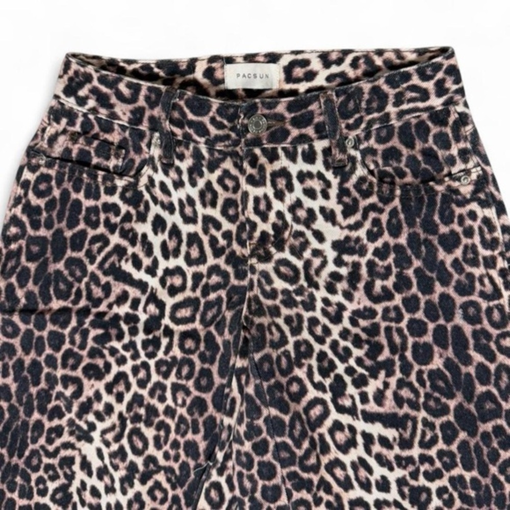 PacSun Casey Low Rise Baggy Leopard Print Jeans W23 Wide Leg Y2K Streetwear Chic - Picture 3 of 8